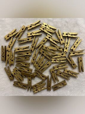 Sturdy 1 1/2 inch Mini Golden Wooden Craft Clothespins 50 pcs